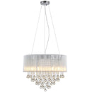 HOMCOM Crystal Glass Droplet Ceiling Pendant w/ Drum Shade Silver