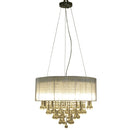 HOMCOM Crystal Glass Droplet Ceiling Pendant w/ Drum Shade Silver