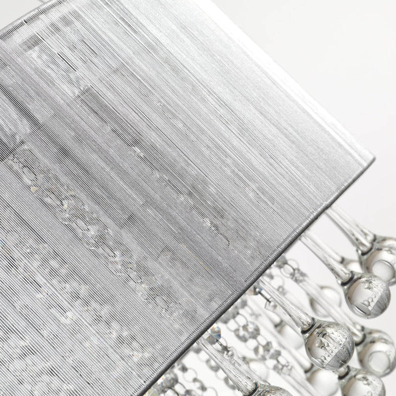 HOMCOM Crystal Glass Droplet Ceiling Pendant w/ Drum Shade Silver