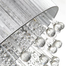 HOMCOM Crystal Glass Droplet Ceiling Pendant w/ Drum Shade Silver