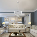 HOMCOM Crystal Glass Droplet Ceiling Pendant w/ Drum Shade Silver