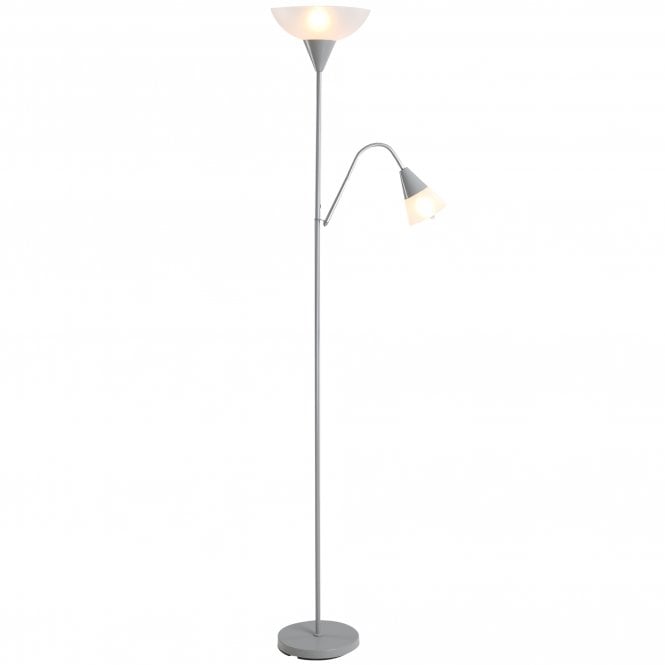 Steel Duo-Head Floor Lamp Silver