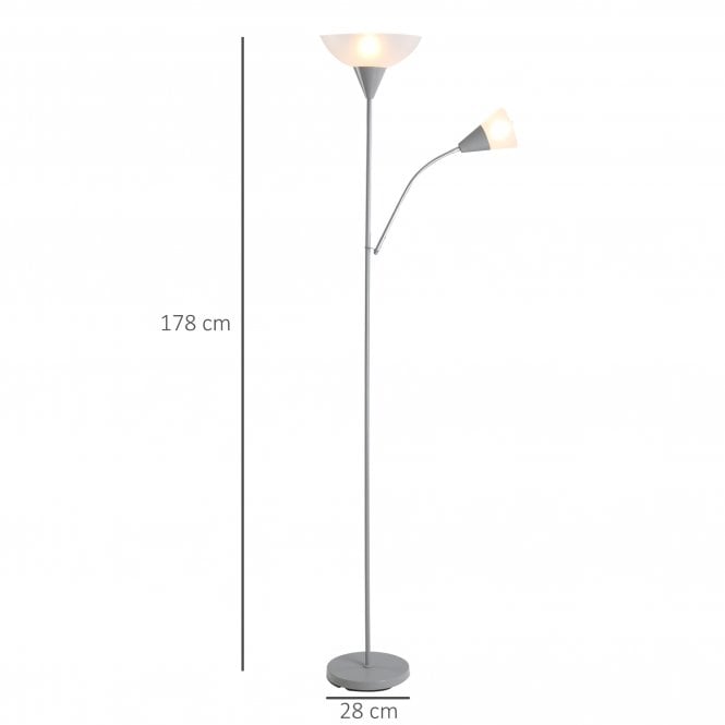 Steel Duo-Head Floor Lamp Silver