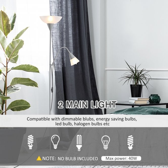 Steel Duo-Head Floor Lamp Silver