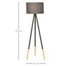 HOMCOM Steel Detachable Tripod Floor Lamp - Grey