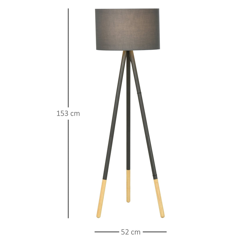 HOMCOM Steel Detachable Tripod Floor Lamp - Grey
