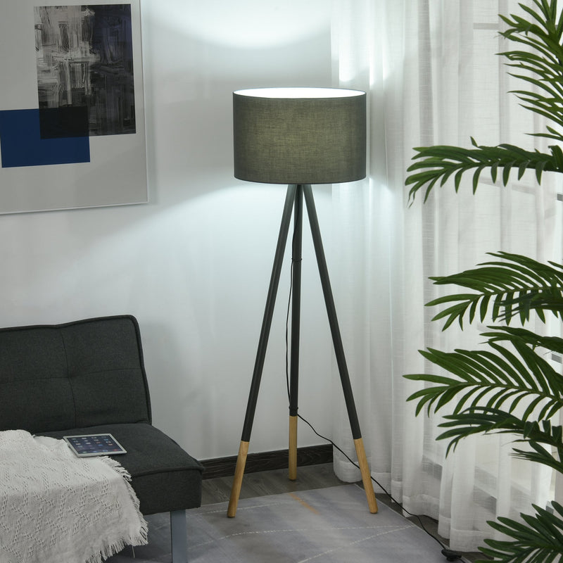 HOMCOM Steel Detachable Tripod Floor Lamp - Grey