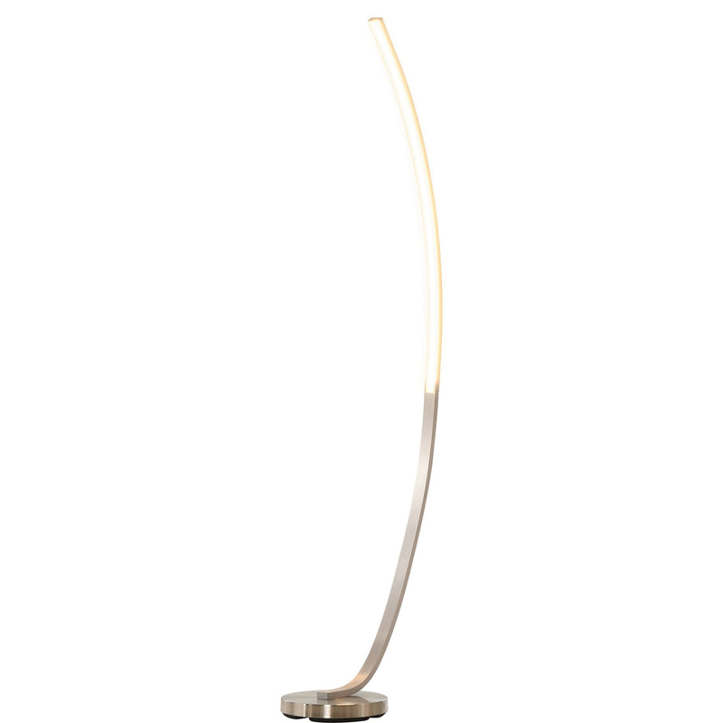 HOMCOM Aluminium Arc Floor Lamp, Futuristic Indoor Standing LED Light Home Ambience w/ Round Base Foot Switch, Living Room Bedroom Office Lounge, Silver Tone Lamp Switch