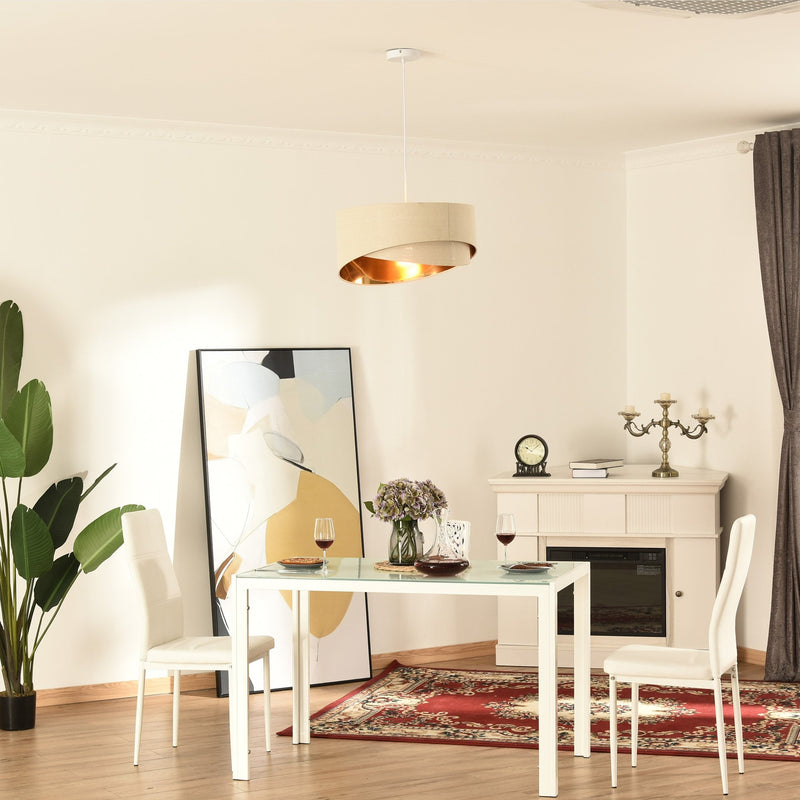 HOMCOM Modern Pendant Light with Adjustable Hanging Chain and Two Bevel Nested Lampshade