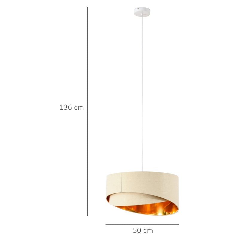 HOMCOM Modern Pendant Light with Adjustable Hanging Chain and Two Bevel Nested Lampshade
