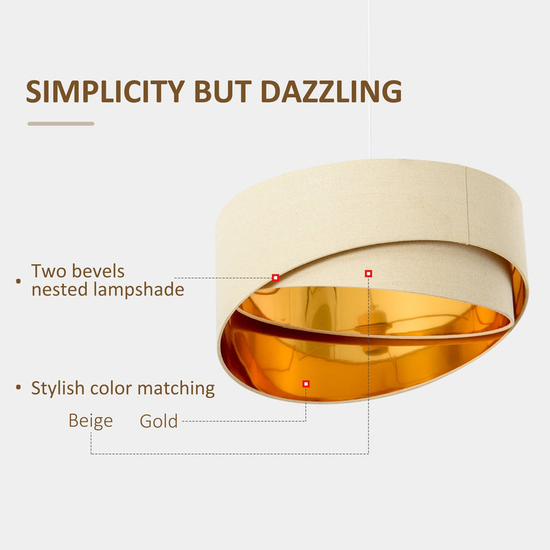 HOMCOM Modern Pendant Light with Adjustable Hanging Chain and Two Bevel Nested Lampshade