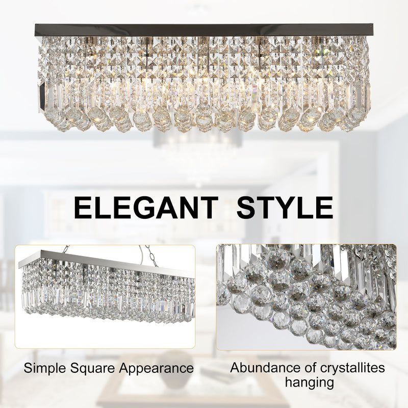 HOMCOM Modern Crystal Ceiling Light Square Chandelier for Home Office Hotel Silver