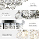 HOMCOM Mini Style Modern Crystal Ceiling Lamp Crystal Chandelier for Bedroom, Hallway, Kitchen, G9 Lamp Holder, Silver Study Foyer