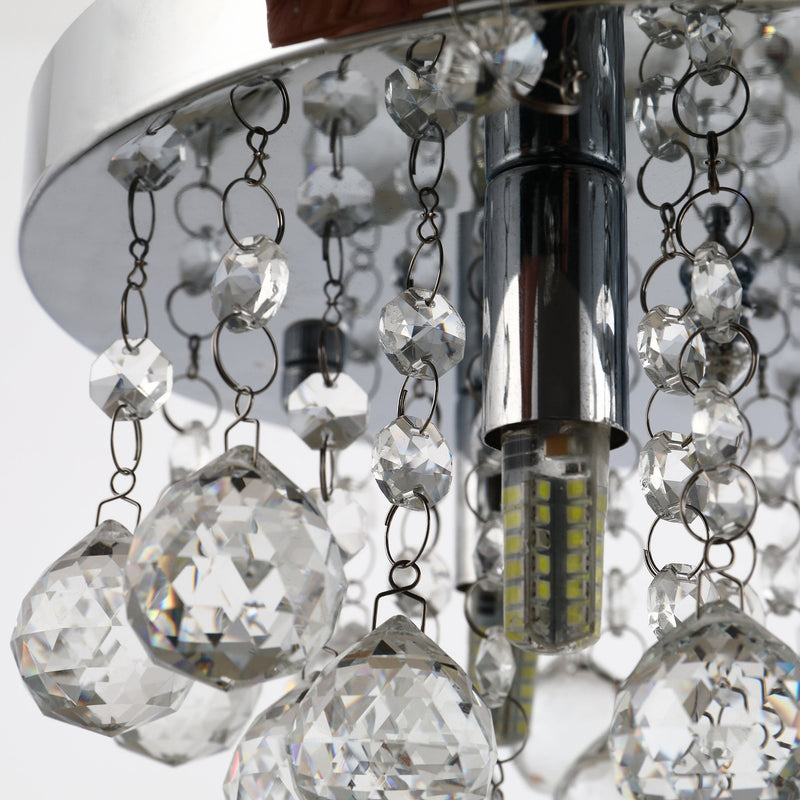 HOMCOM Mini Style Modern Crystal Ceiling Lamp Crystal Chandelier for Bedroom, Hallway, Kitchen, G9 Lamp Holder, Silver Study Foyer