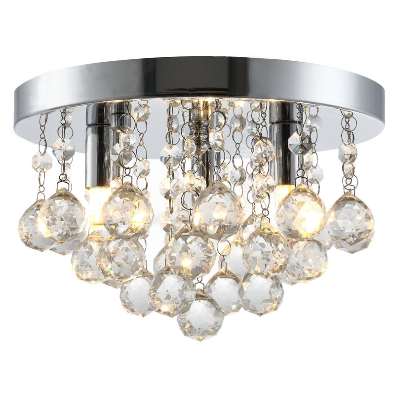 HOMCOM Mini Style Modern Crystal Ceiling Lamp Crystal Chandelier for Bedroom, Hallway, Kitchen, G9 Lamp Holder, Silver Study Foyer