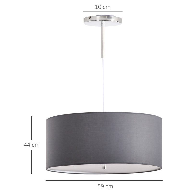 HOMCOM Modern LED Pendant Light Chandelier with Three Lighting Modes Metal Round Base for Living Room, Bedroom, Office, Entrance, Grey, 59 x 59 x 44cm Home Office Grey