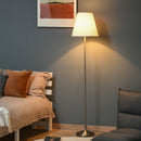 HOMCOM Modern Steel Floor Lamp with Pleated Fabric Lampshade Floor Switch, Home Style Standing Light for Living Room, Bedroom, Office, White and Silver Office