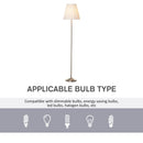 HOMCOM Modern Steel Floor Lamp with Pleated Fabric Lampshade Floor Switch, Home Style Standing Light for Living Room, Bedroom, Office, White and Silver Office