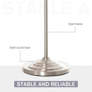 HOMCOM Modern Steel Floor Lamp with Pleated Fabric Lampshade Floor Switch, Home Style Standing Light for Living Room, Bedroom, Office, White and Silver Office