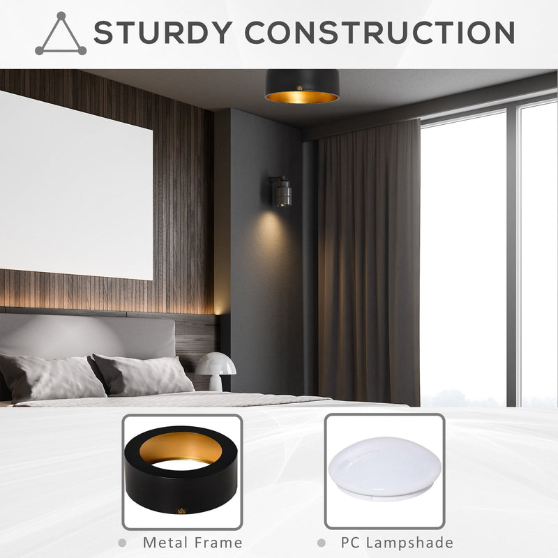 HOMCOM LED Ceiling Light Modern Ceiling Lamp 22W 1500 Lumen Cold White Light Mount Ceiling Lamp for Living Room Bedroom Kitchen Hallway Home Office
