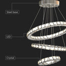 HOMCOM Modern LED Chandelier with 3 Crystal Rings - Silver
