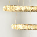 HOMCOM Modern LED Chandelier with 3 Crystal Rings - Silver