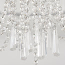 HOMCOM Elegant Metal Ceiling Light Chandelier with Pleated Fabric Lampshade, Decorative Crystal Pendants, for Living Room, Dining Room, Bedroom, White Steel Base