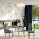 HOMCOM Elegant Metal Ceiling Light Chandelier with Pleated Fabric Lampshade, Decorative Crystal Pendants, for Living Room, Dining Room, Bedroom, White Steel Base