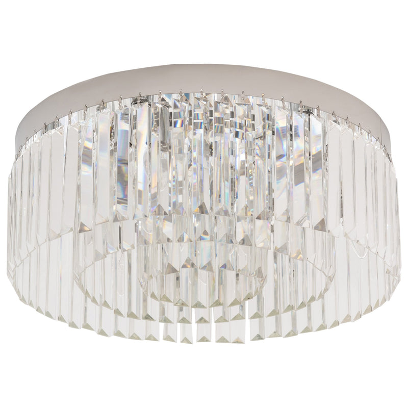HOMCOM Crystal Ceiling Light Modern Chandeliers w/ Stainless Steel Base 10 Lights Elegant Flush Mount Ceiling Lighting for Living Room, Bedroom, Hallway, Bar, Cloakroom