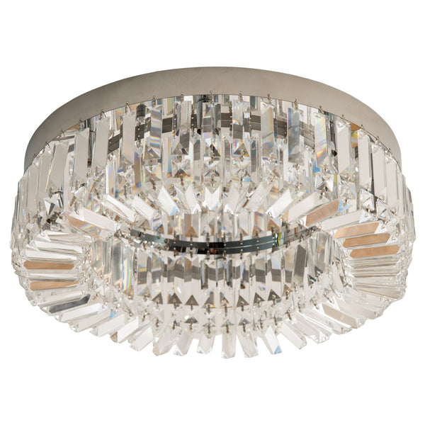 HOMCOM Crystal Ceiling Light Modern Chandeliers Stainless Steel Pendant Lights With Crystal Decorations For Living Room Bedroom Dining Room Hall Silver
