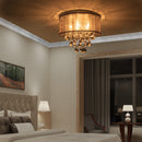 HOMCOM Modern Crystal Chandelier Flush Mount LED Ceiling Light with Drum Shade for Living Room Bedroom Dining Room Silver w/