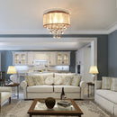 HOMCOM Modern Crystal Chandelier Flush Mount LED Ceiling Light with Drum Shade for Living Room Bedroom Dining Room Silver w/