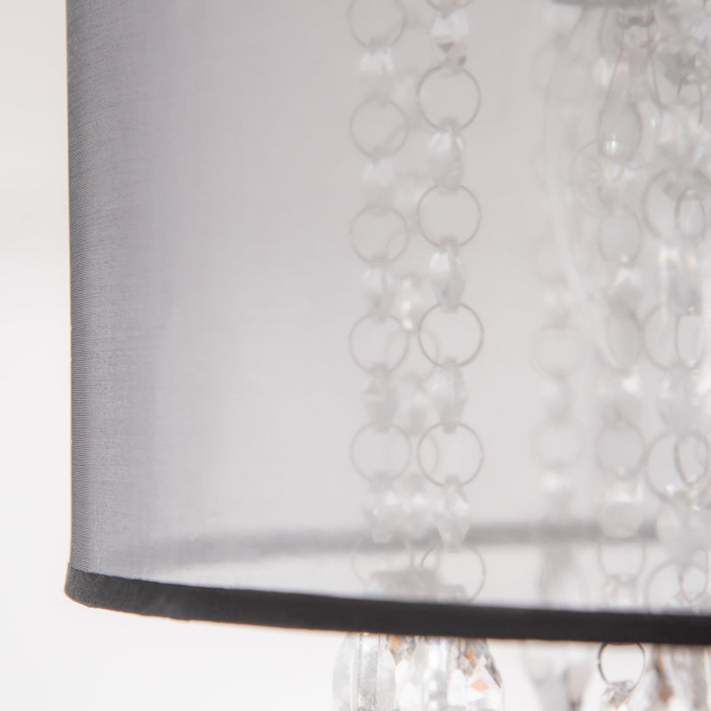 HOMCOM Modern Crystal Chandelier Flush Mount LED Ceiling Light with Drum Shade for Living Room Bedroom Dining Room Silver w/