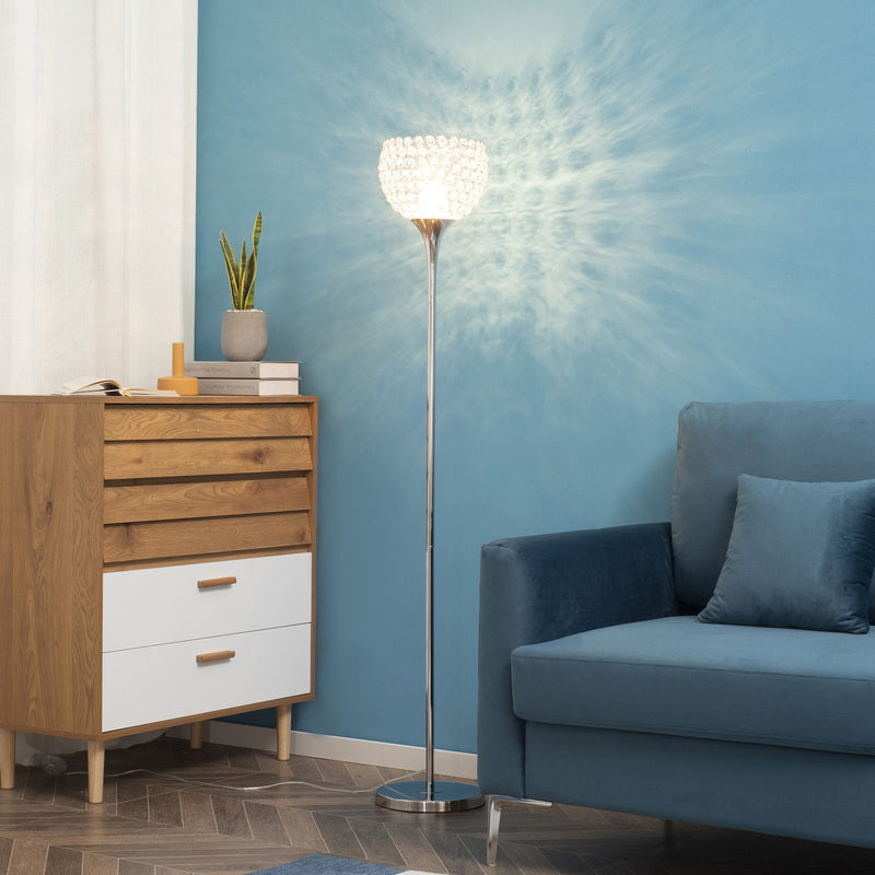 HOMCOM Modern Floor Lamp with K9 Crystal Lampshade Tall Standing Lamp