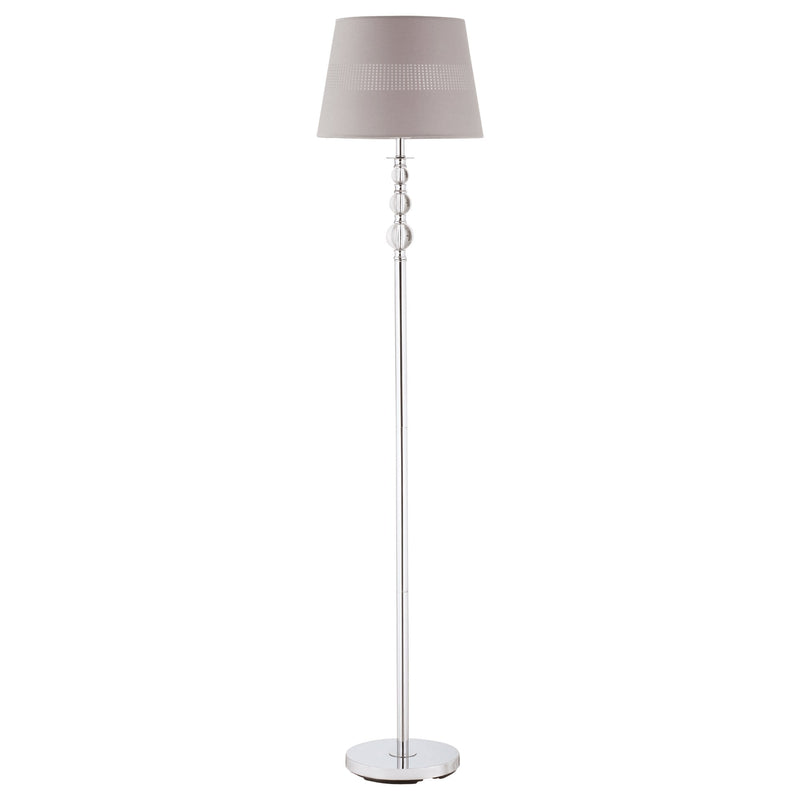 Floor Lamp with Hollow Out Fabric Shade, Chrome Base, Elegant Decoration for Bedroom, Living Room, Study, Grey Standing Bedroom Room