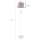 Floor Lamp with Hollow Out Fabric Shade, Chrome Base, Elegant Decoration for Bedroom, Living Room, Study, Grey Standing Bedroom Room