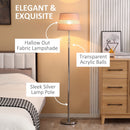 Floor Lamp with Hollow Out Fabric Shade, Chrome Base, Elegant Decoration for Bedroom, Living Room, Study, Grey Standing Bedroom Room