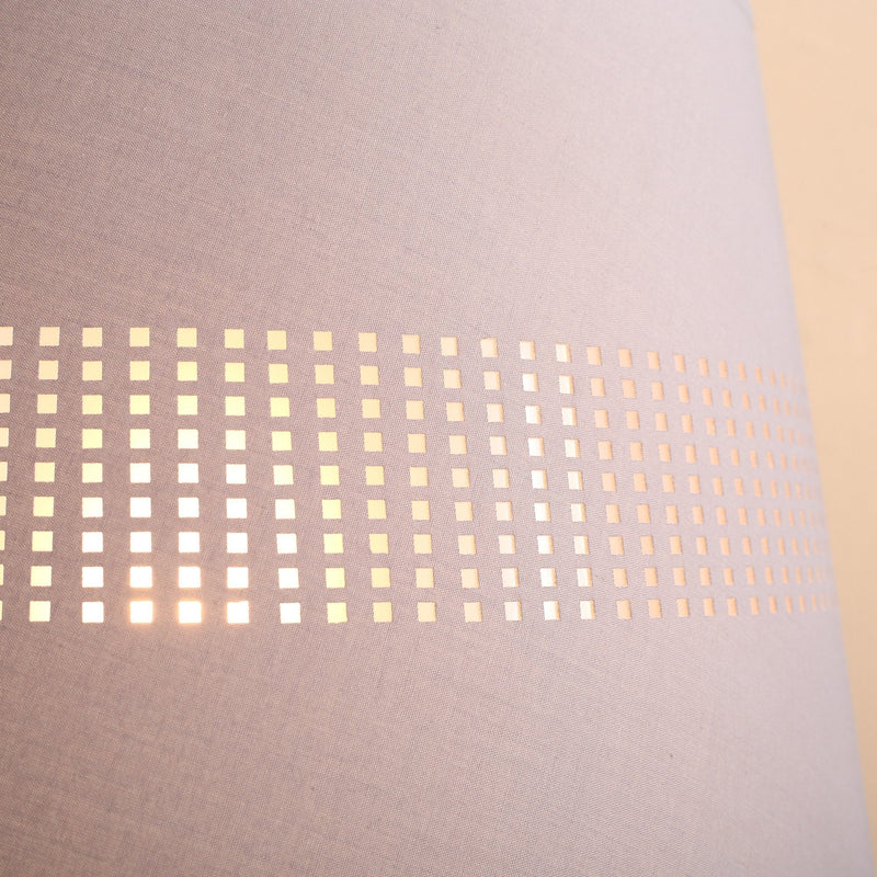 Floor Lamp with Hollow Out Fabric Shade, Chrome Base, Elegant Decoration for Bedroom, Living Room, Study, Grey Standing Bedroom Room