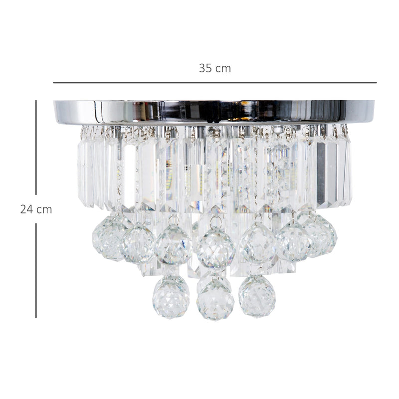 HOMCOM Round Crystal Lamp Chandelier Ceiling Mount Fixture For Living Room Dining Room Hallway Modern (7 Light)