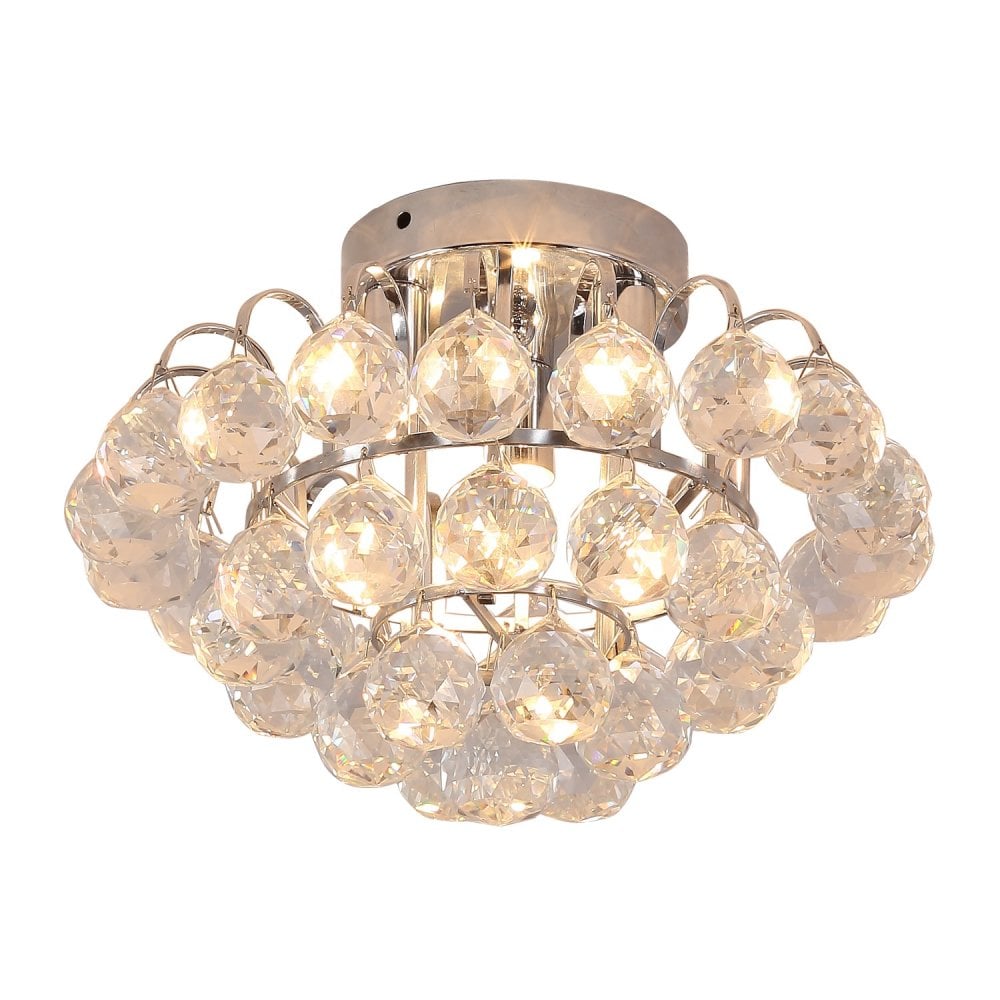 HOMCOM Crystal Ceiling Lamp Chandelier Hallway Flush Mount Pendant L