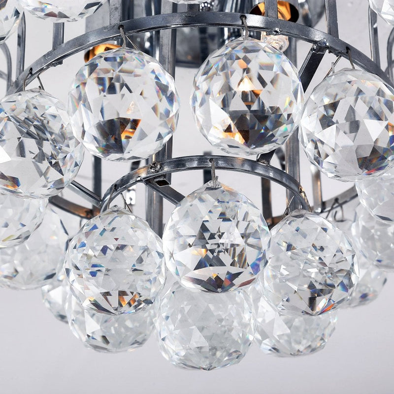 HOMCOM Crystal Ceiling Lamp Chandelier Hallway Flush Mount Pendant 3 Light ?30cm Silver