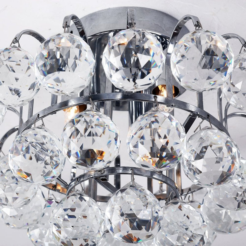 HOMCOM Crystal Ceiling Lamp Chandelier Hallway Flush Mount Pendant 3 Light ?30cm Silver