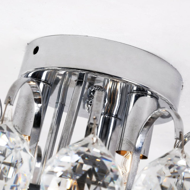 HOMCOM Crystal Ceiling Lamp Chandelier Hallway Flush Mount Pendant 3 Light ?30cm Silver