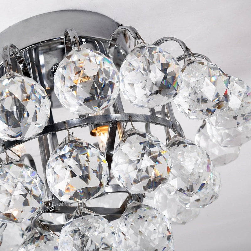 HOMCOM Crystal Ceiling Lamp Chandelier Hallway Flush Mount Pendant 3 Light ?30cm Silver