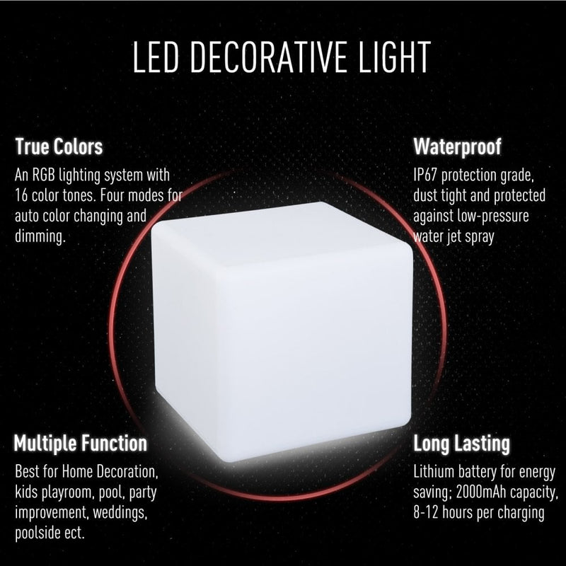 HOMCOM LED Cube Light  IP54 Waterproof, With Remote Control,16 RGB Color Changing and 4 Lighting Effects meet your need, outdoor Cordless
