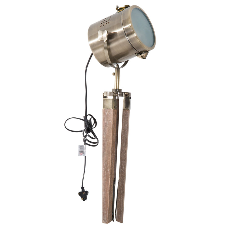 HOMCOM Floor Lamp, 33L-Wood/Bronze Colour