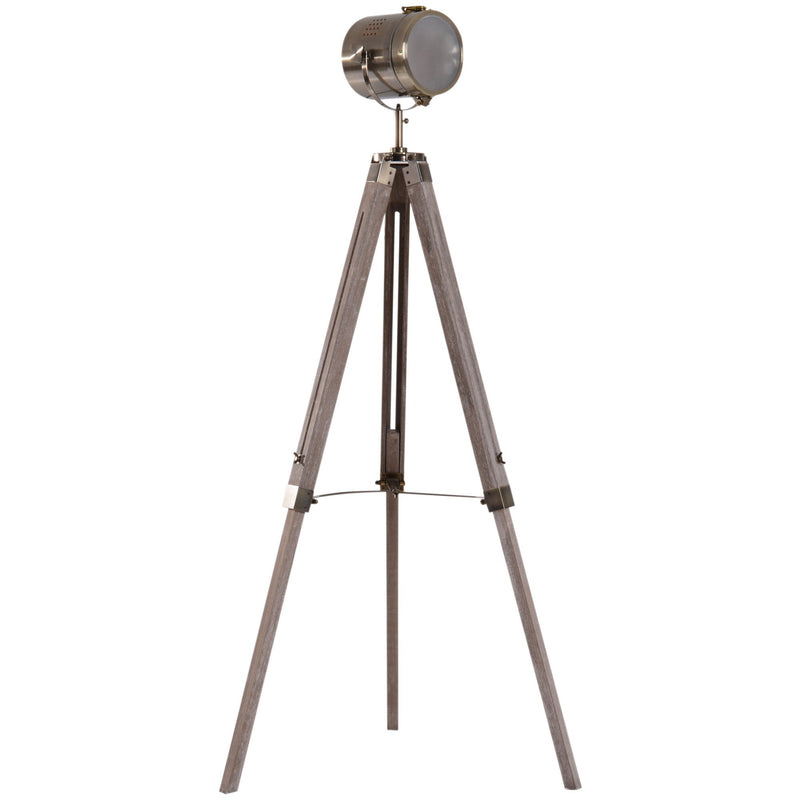 HOMCOM Tripod Floor Lamp, 65L,Wood/Bronze Colour