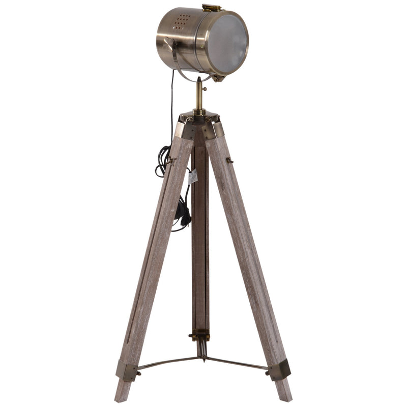 HOMCOM Tripod Floor Lamp, 65L,Wood/Bronze Colour