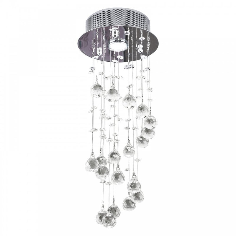 HOMCOM Crystal Chandelier, Spiral Rain Drop-Silver/Crystal