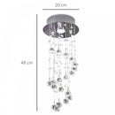 HOMCOM Crystal Chandelier, Spiral Rain Drop-Silver/Crystal
